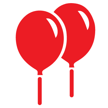 Red Party icon with balloons