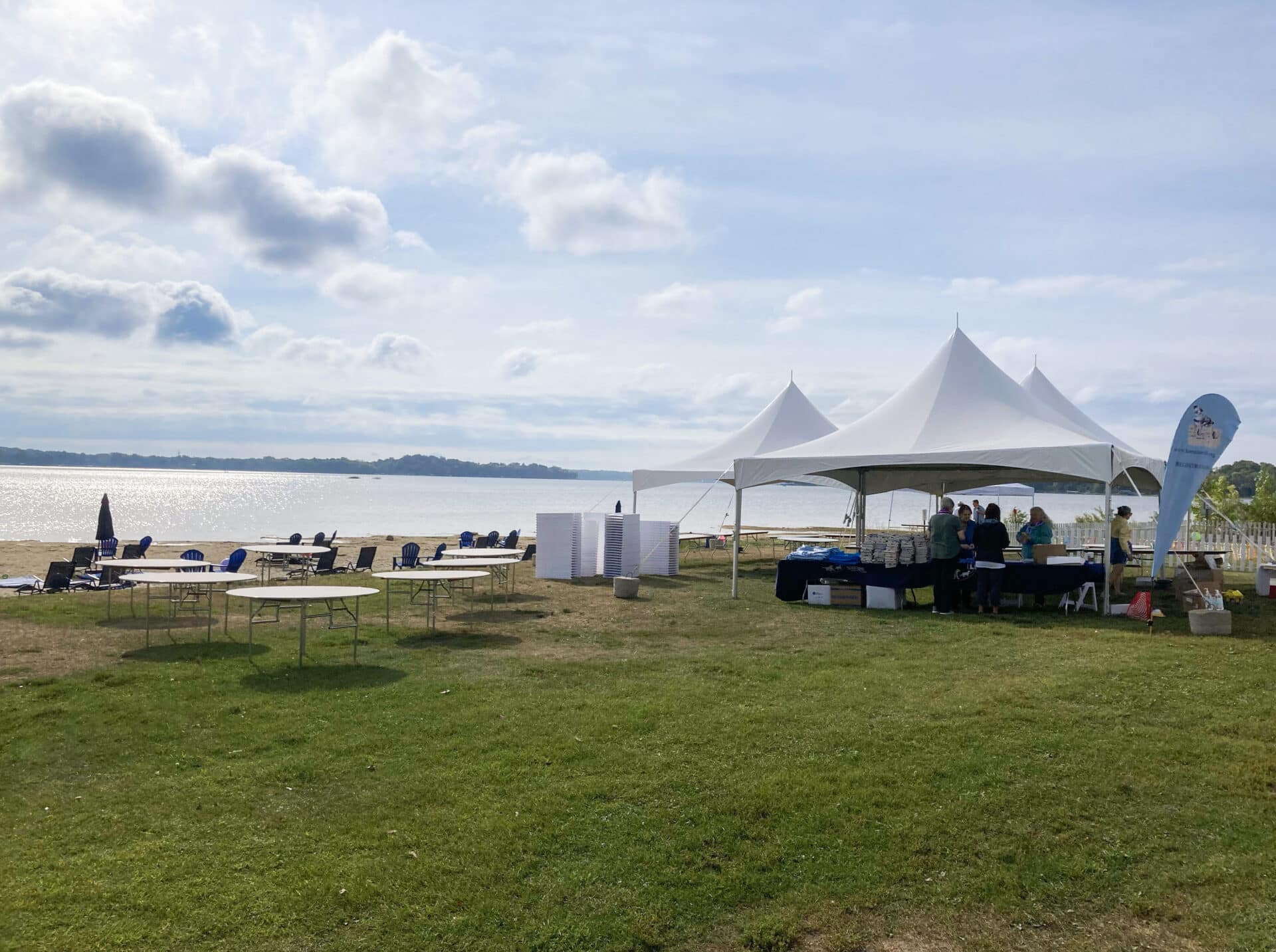 Vendor Event with High Peak Tent by the Lake
