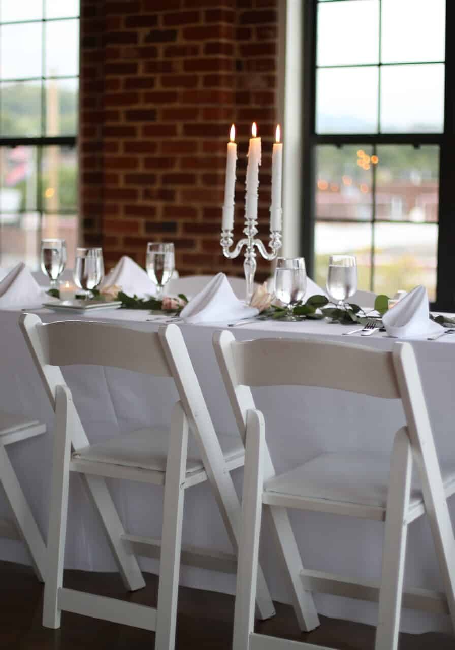 Industrial Loft with Brick Walls Decorated for Wedding Reception