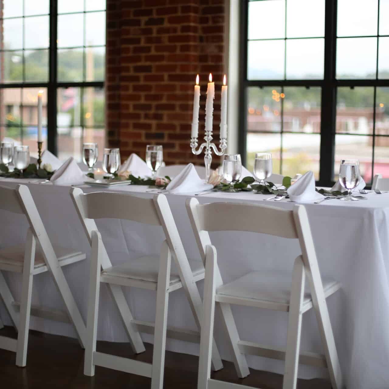 Industrial Loft with Brick Walls Decorated for Wedding Reception