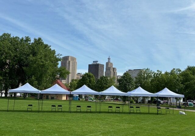 Six tent set up