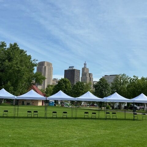 Six tent set up