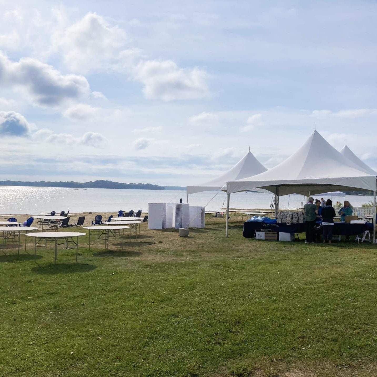 Vendor Event with High Peak Tent by the Lake