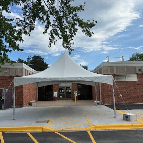 Tent out side of building entrance Tent out side of building entrance