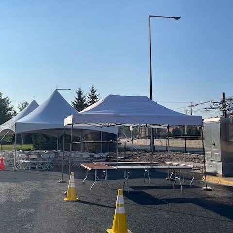 Tent set up with cones Tent set up with cones