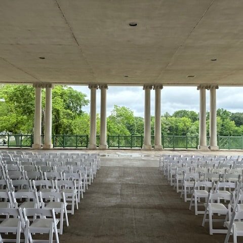 white chairs set up